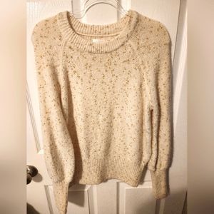 LC Lauren Conrad Size Medium Gold Speckled Cream Colored Sweater